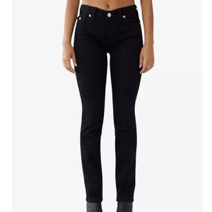 True Religion Women's Billie Mid Rise Straight Flap Jeans